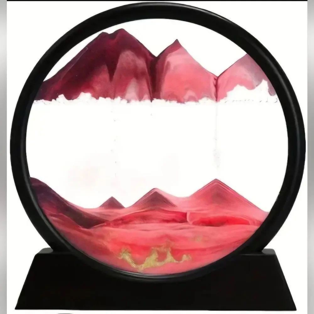3D Moving Sand Art Desk Display with Rotating Stand - Calming Visual Effects